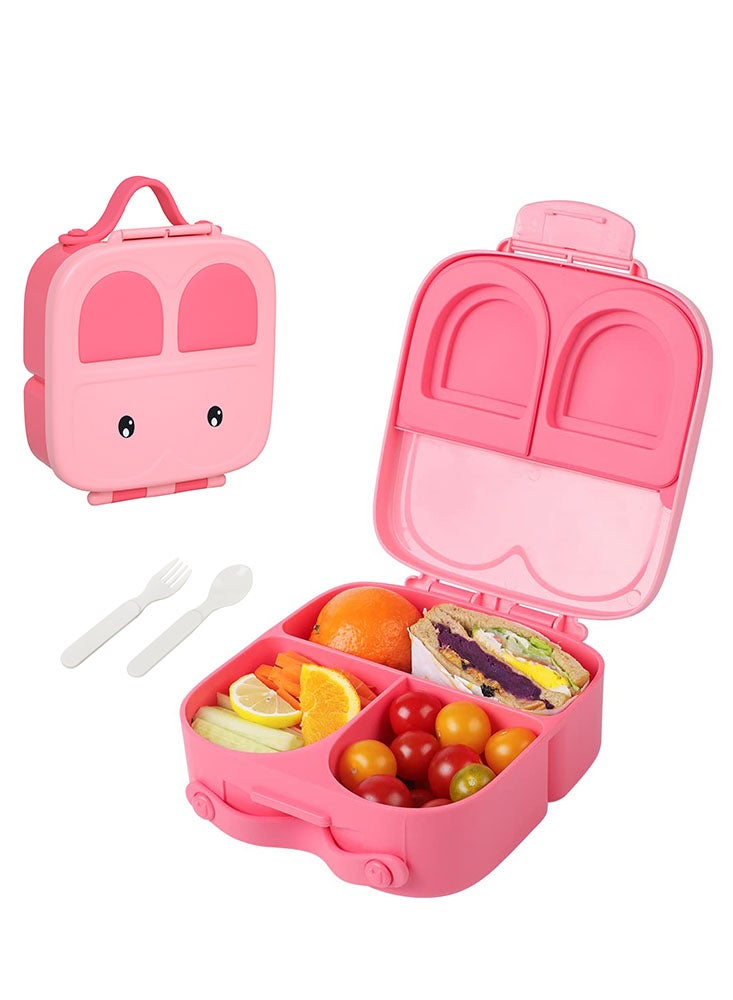 Bento Lunch Box for Kids - 1400mL Children Lunch Box with 3 Compartments, Divider, Spoon and Fork, Leak Proof Food Containers for Students