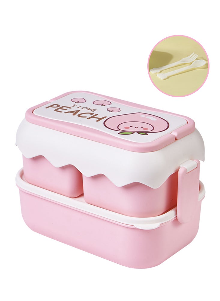 2500ml Leak Proof Bento Box For Kids - Large Capacity with 3 Compartments and Double Layer Microwavable Food Storage Container for School, Picnic or Dining Out