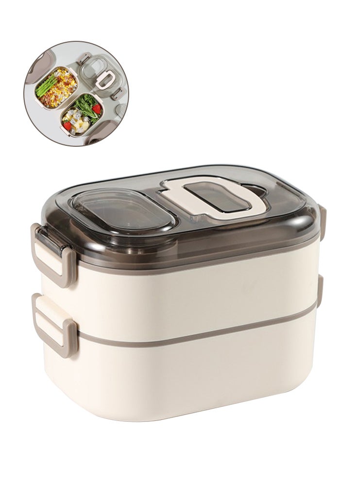 Portable Stainless Steel Bento Box - 2 Layer Leakproof Lunch Box with Sauce Box for Kids, Office Worker, Outdoor Picnic Food Storage Container