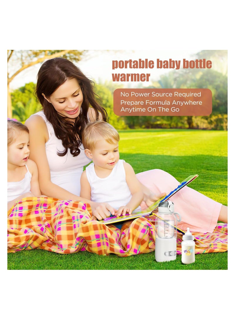 Portable Bottle Warmer, Electric Baby Bottle Shaker For Travel, Bottle Warmer For Breastmilk, Rechargeable 15000Mah Cordless Baby Bottle Warmer, 98ºf-131ºf/Double-Glazed, Fast Charge White