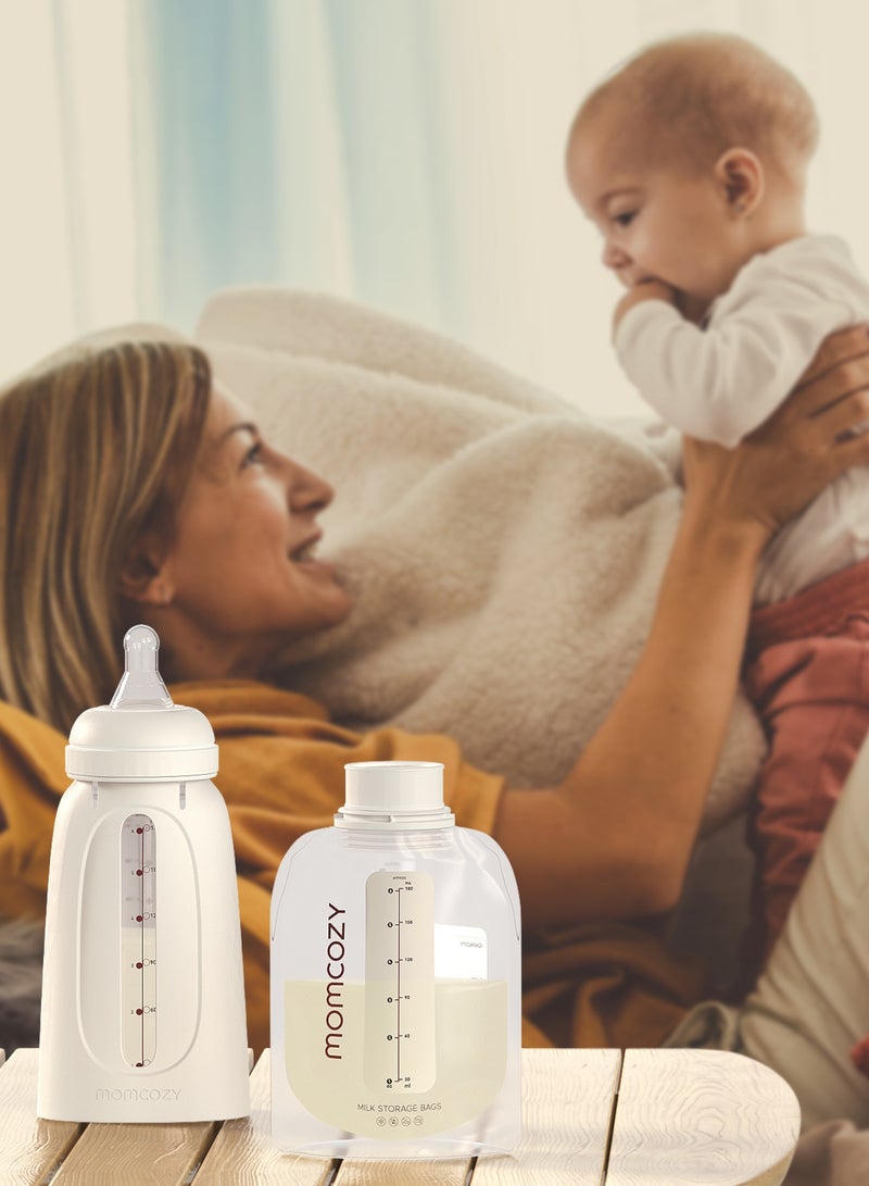 Disposable Baby Bottle Kit, Wash-Free, Leakproof and Transfer-Free Breastmilk Storage Bags for Freezing, Heating and Direct Feeding