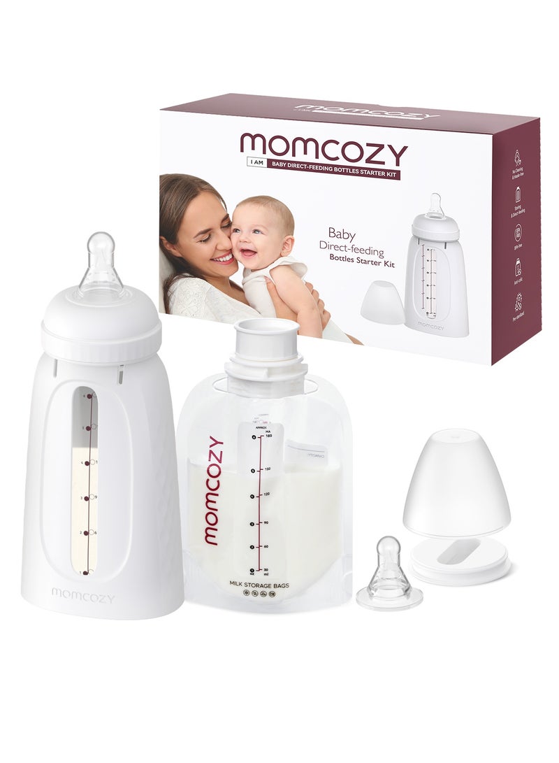 Disposable Baby Bottle Kit, Wash-Free, Leakproof and Transfer-Free Breastmilk Storage Bags for Freezing, Heating and Direct Feeding