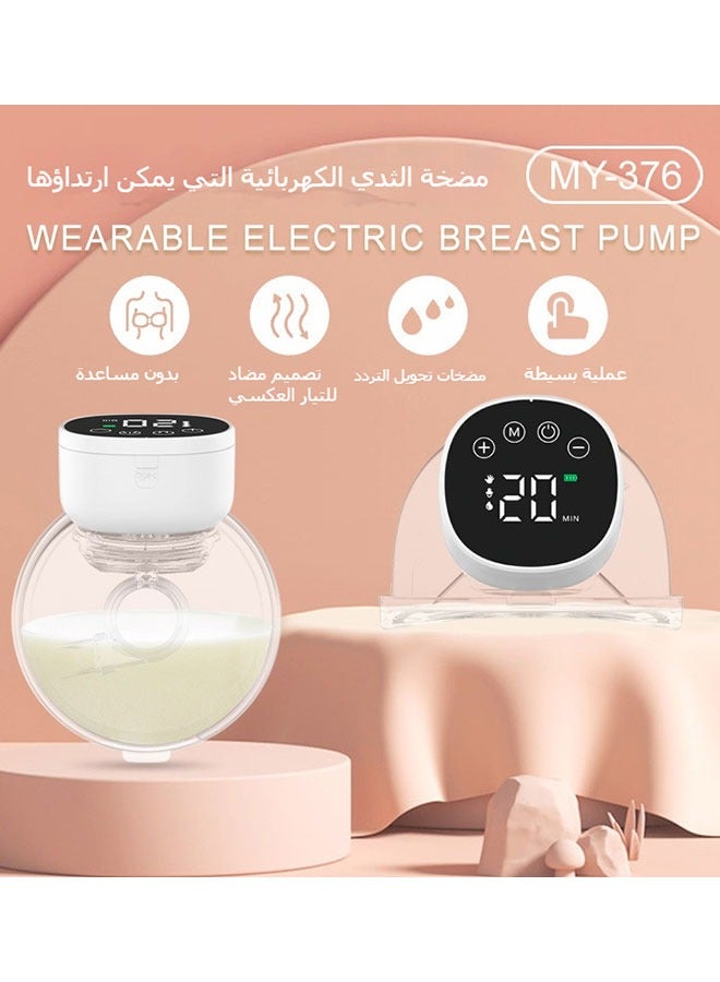 Double Breast Pump Wearable,Electric Breast Pump，3 Mode 9 Levels Memory Function Rechargeable Milk Extractor with Massage and Breastfeeding Pumping Mode,Smart LED Display
