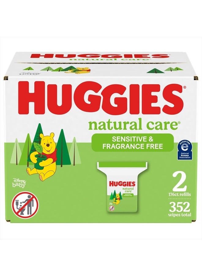 Huggies Natural Care Sensitive Baby Wipes, Unscented, Hypoallergenic, 99% Purified Water, 2 Refill Packs (352 Wipes Total)