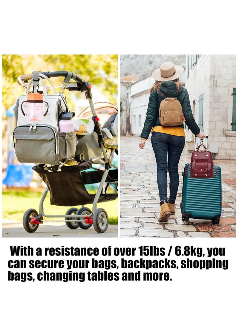 Baby Stroller Hooks Bag Hooks for Hanging Diaper Bags Multipurpose Velcro Hooks for Grocery Shopping Bags Premium Vegan Leather Pram Straps 2 Pcs, Grey