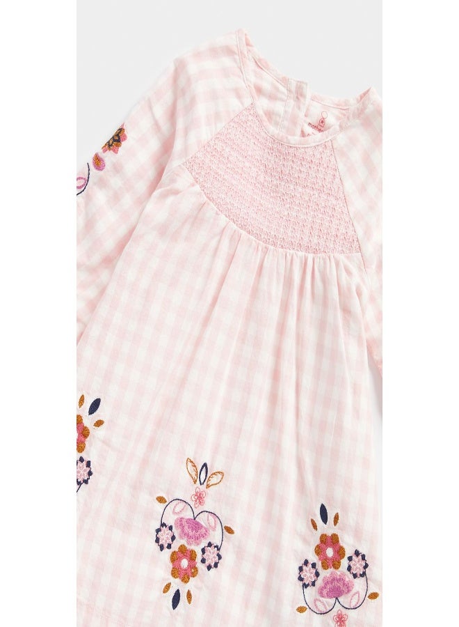 Pink Check Smocked Dress