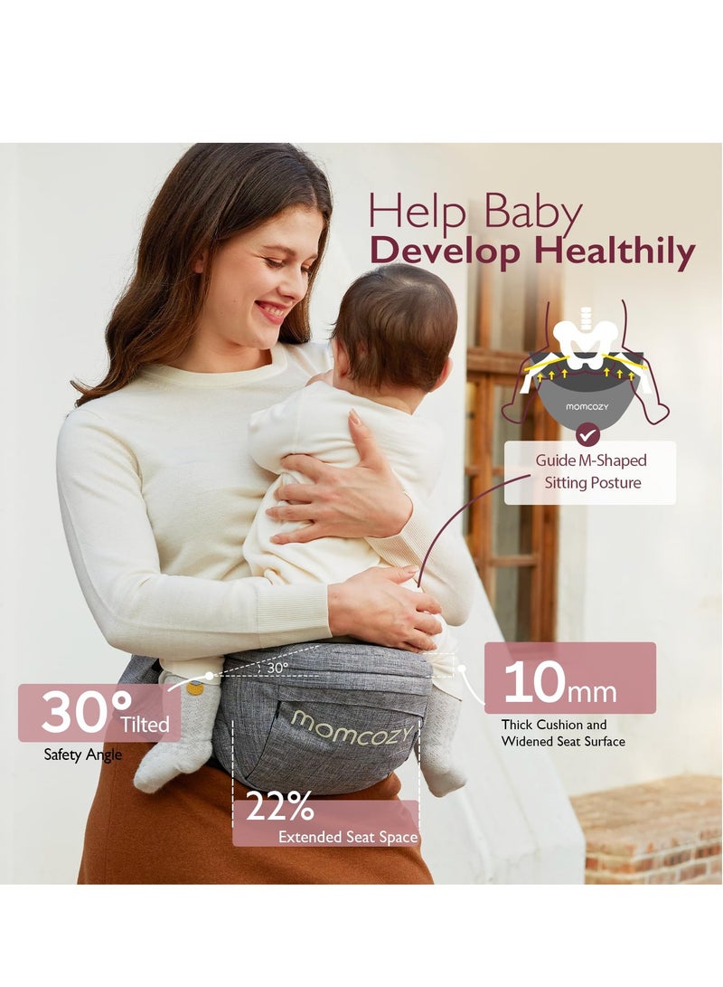 Hip Seat Baby Carrier - Adjustable Waistband with Original 3D Belly Protector, Ergonomic Carrier with Various Pockets for Newborns & Toddlers up to 45lbs