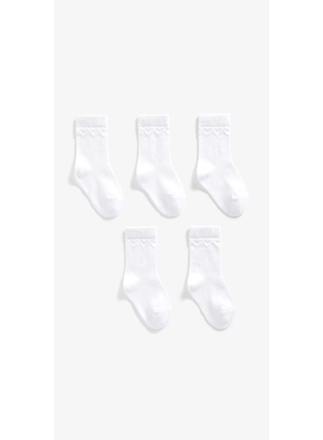 White Heart Socks 5 Pack