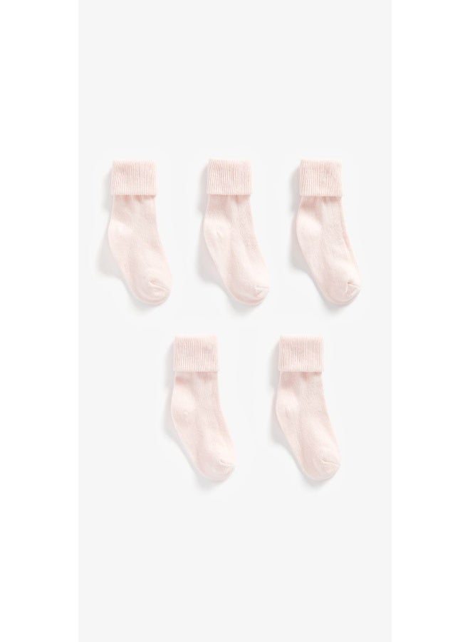 Pink Turn Over Top Baby Socks 5 Pack