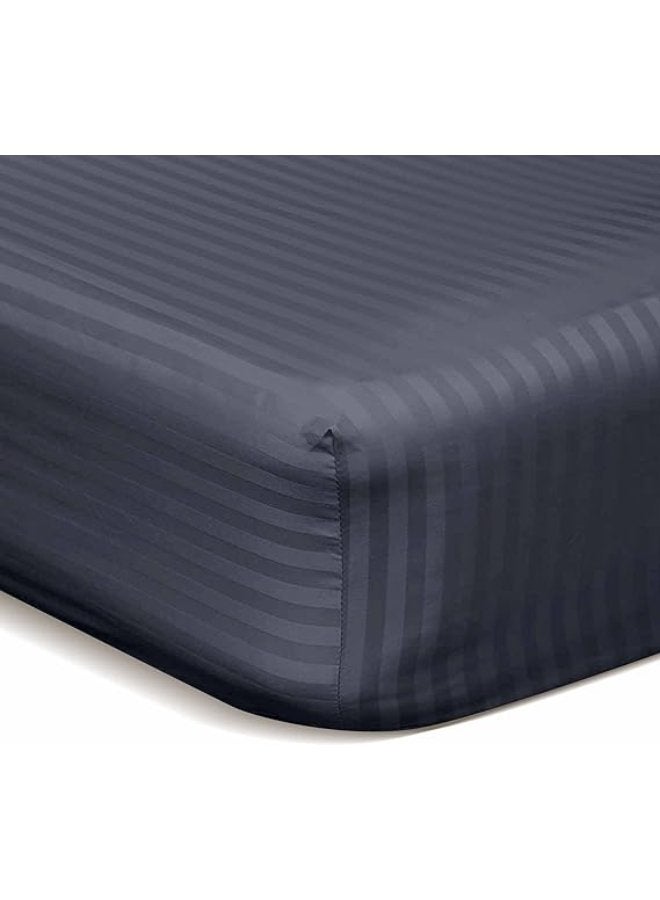 PAUL SODA EMPORIA Soft Comfort Stripe Microfiber Fitted Sheet King 180 x 200 cm, Dark Grey