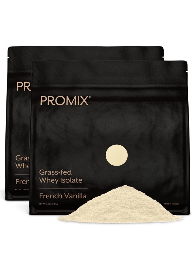 Promix Whey Protein Isolate Powder - Grass-Fed & 100% All Natural - ­Post Workout Fitness & Nutrition Shakes, Smoothies, Baking & Cooking Recipes - Gluten-Free & Keto-Friendly - Vanilla, 5 Pound