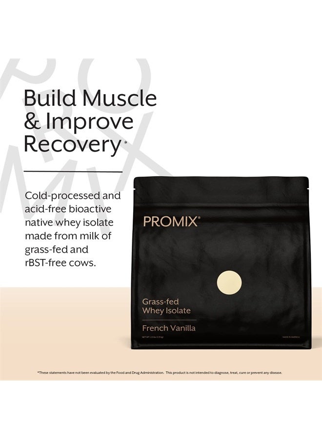 Promix Whey Protein Isolate Powder - Grass-Fed & 100% All Natural - ­Post Workout Fitness & Nutrition Shakes, Smoothies, Baking & Cooking Recipes - Gluten-Free & Keto-Friendly - Vanilla, 5 Pound