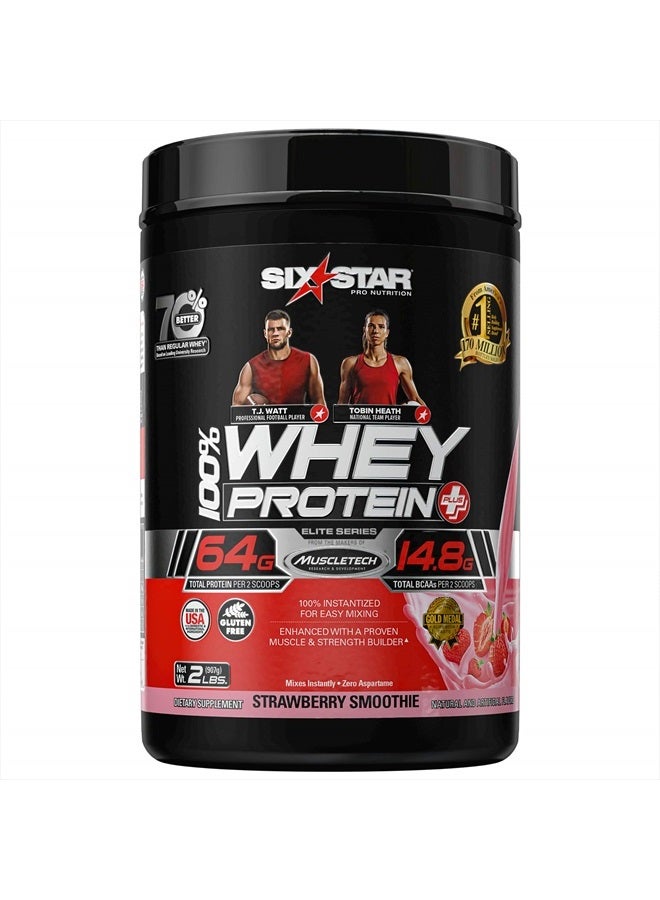 Whey Protein Powder Whey Protein Plus | Whey Protein Isolate & Peptides | Lean Protein Powder for Muscle Gain | Muscle Builder for Men & Women | Strawberry, 2 lbs (Package May Vary)
