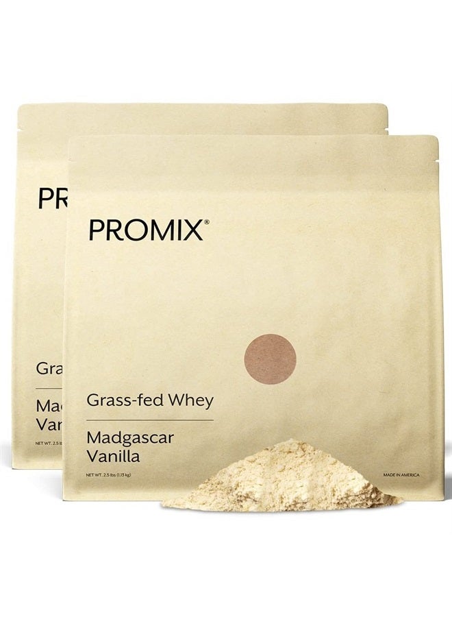 Promix Whey Protein Powder, Vanilla - 5lb Bulk - Grass-Fed & 100% All Natural - ­Post Workout Fitness & Nutrition Shakes, Smoothies, Baking & Cooking Recipes - Gluten-Free & Keto-Friendly