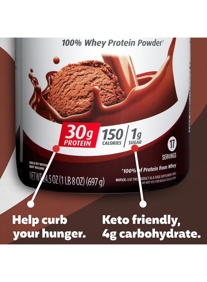 Powder, Chocolate Milkshake, 30g Protein, 1g Sugar, 100% Whey Protein, Keto Friendly, No Soy Ingredients, Gluten Free, 17 Servings, 23.9 Ounce (Pack of 1)
