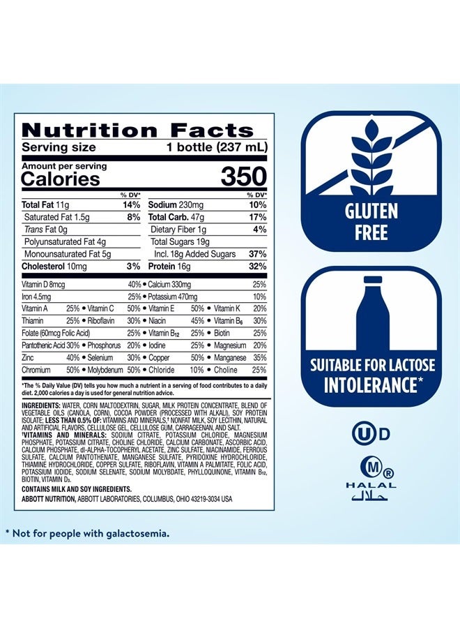 Plus Dark Chocolate Nutrition Shake, Meal Replacement Shake, 24 Count