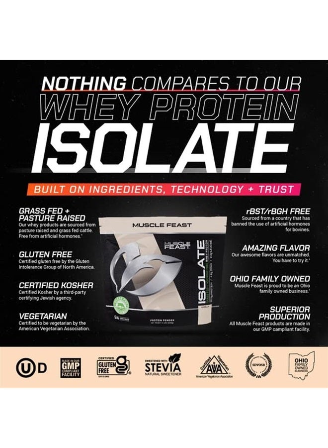 Grass-Fed Whey Protein Isolate, All Natural Hormone Free Pasture Raised, Vanilla, 5lb (94 Servings)
