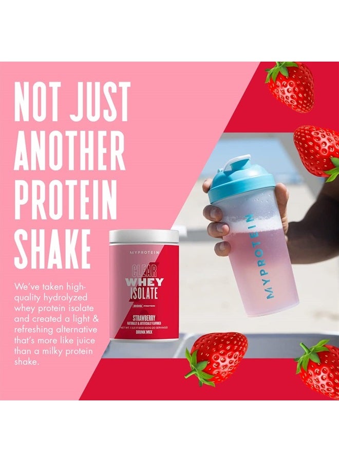 Clear Whey Isolate Protein Powder, 1.1 Lb (20 Servings) Strawberry, 20g Protein per Serving, Naturally Flavored Drink Mix, Daily Protein Intake for Superior Performance