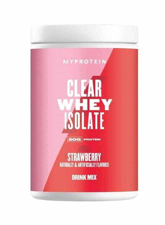 Clear Whey Isolate Protein Powder, 1.1 Lb (20 Servings) Strawberry, 20g Protein per Serving, Naturally Flavored Drink Mix, Daily Protein Intake for Superior Performance