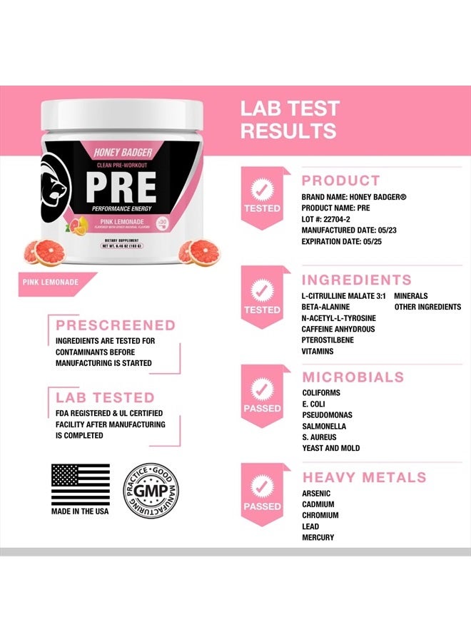 Pre Workout Powder, Keto Vegan Preworkout for Men & Women with Vitamin C for Immune Support, Beta Alanine & Caffeine, Sugar Free Natural Energy Supplement, Pink Lemonade, 30 Servings