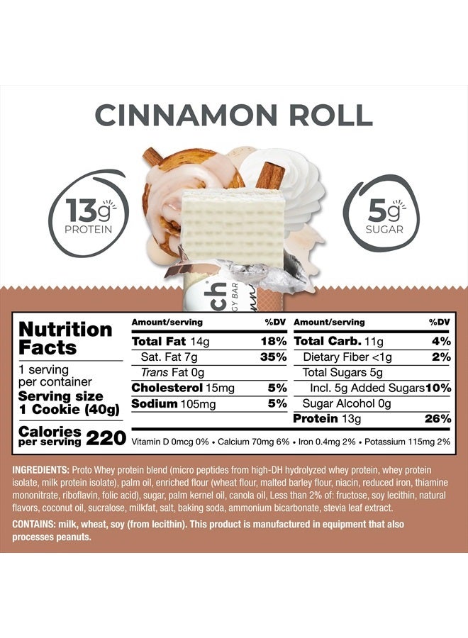 Protein Wafer Bars, High Protein Snacks with Delicious Taste, Cinnamon Roll, 1.4 Ounce (12 Count)