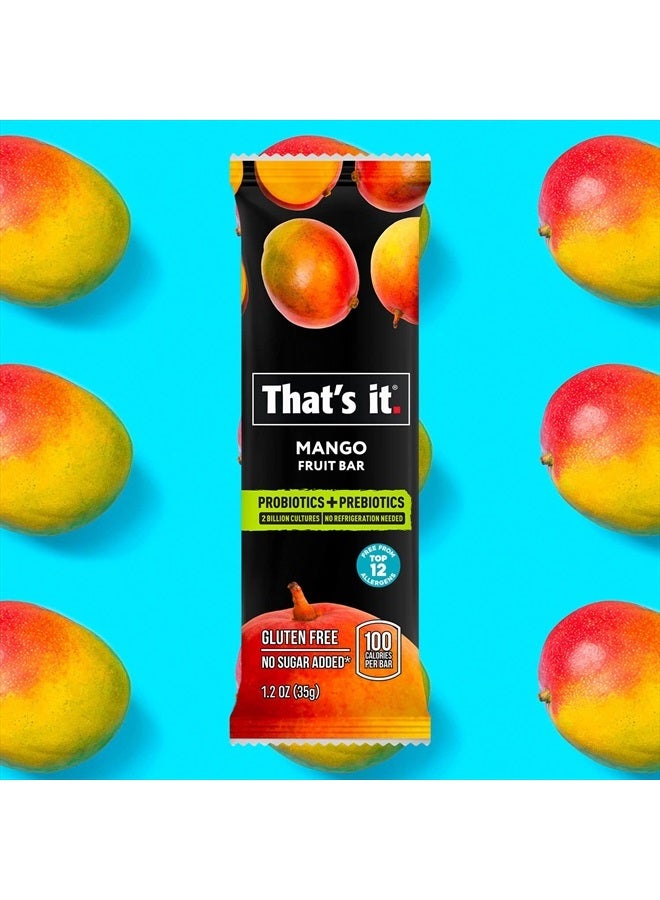 Mango+Blueberry Variety Probiotic Fruit Bar - Immunity Booster & Support Active Cultures to Promote Healthy Gut & Digestion 100% All Natural 2 Ingredients Whole 30 Compliant, Paleo, Allerge