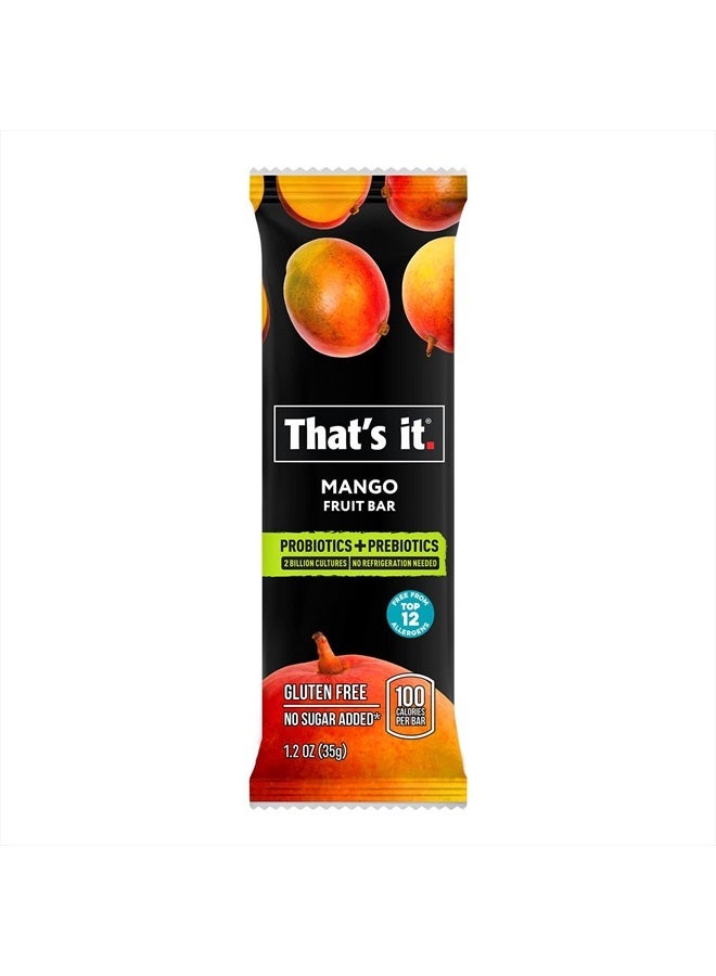 Mango+Blueberry Variety Probiotic Fruit Bar - Immunity Booster & Support Active Cultures to Promote Healthy Gut & Digestion 100% All Natural 2 Ingredients Whole 30 Compliant, Paleo, Allerge