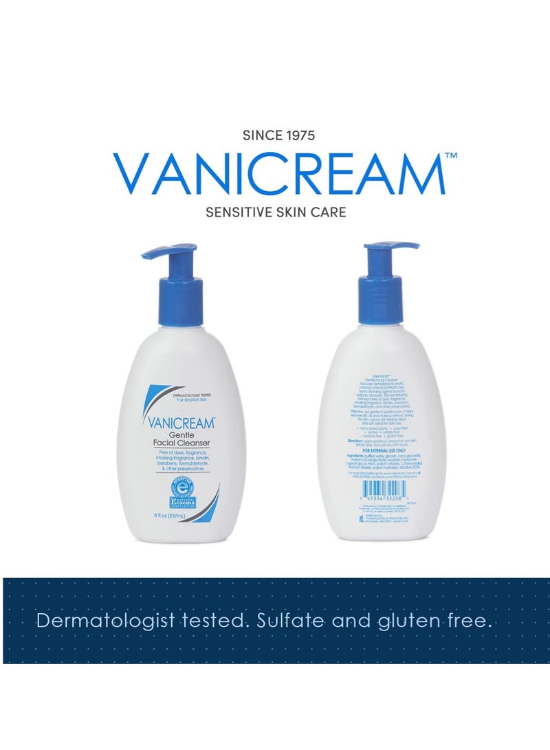 Vanicream Gentle Facial Cleanser with Pump Dispenser - 8 fl oz - Formulated Without Common Irritants for Those with Sensitive Skin