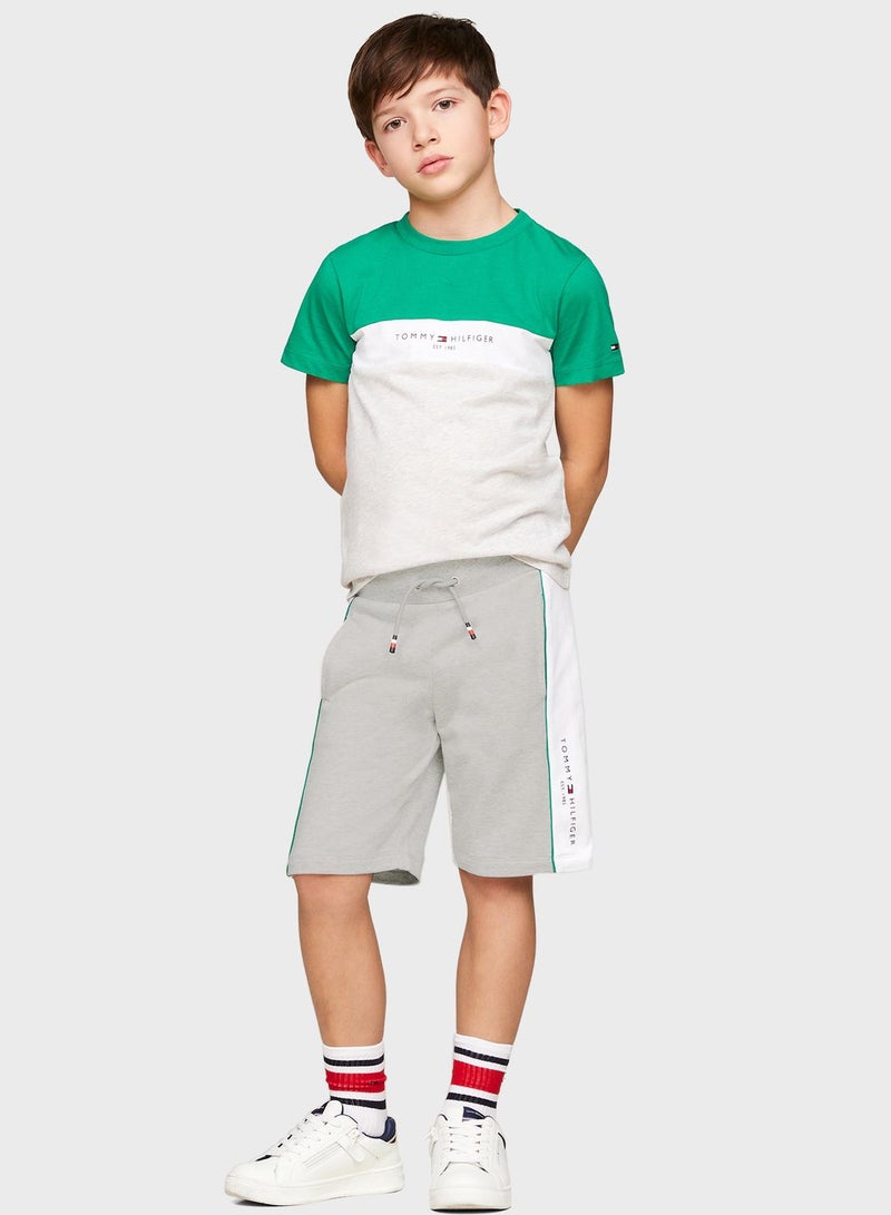 Kids Color Block T-Shirt & Shorts Set