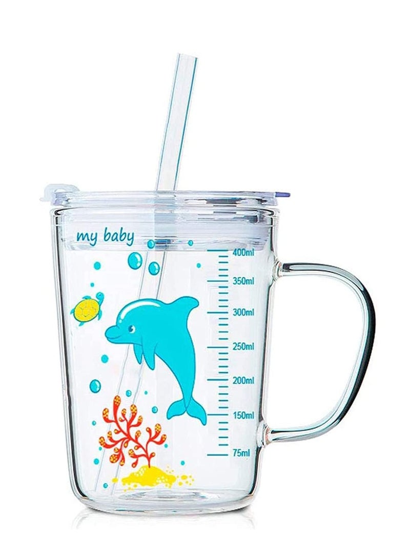 Drinking Cups Milk Cup Water Cup Breakfast Cup Straw Cup Mug With Lid And Straw For Kids Leak Proof Regular Lids Transparent With Scale Heat-Resistant Cute Household Drinking Cup For Kids