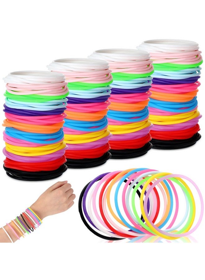 1000 Pcs Silicone Jelly Bracelets 80'S Gummy Rubber Bracelets Multicolor Non Luminous Wristbands Bulk Rainbow Neon Bracelet Silicone Hair Tie For Kids Girls Halloween Party Favors