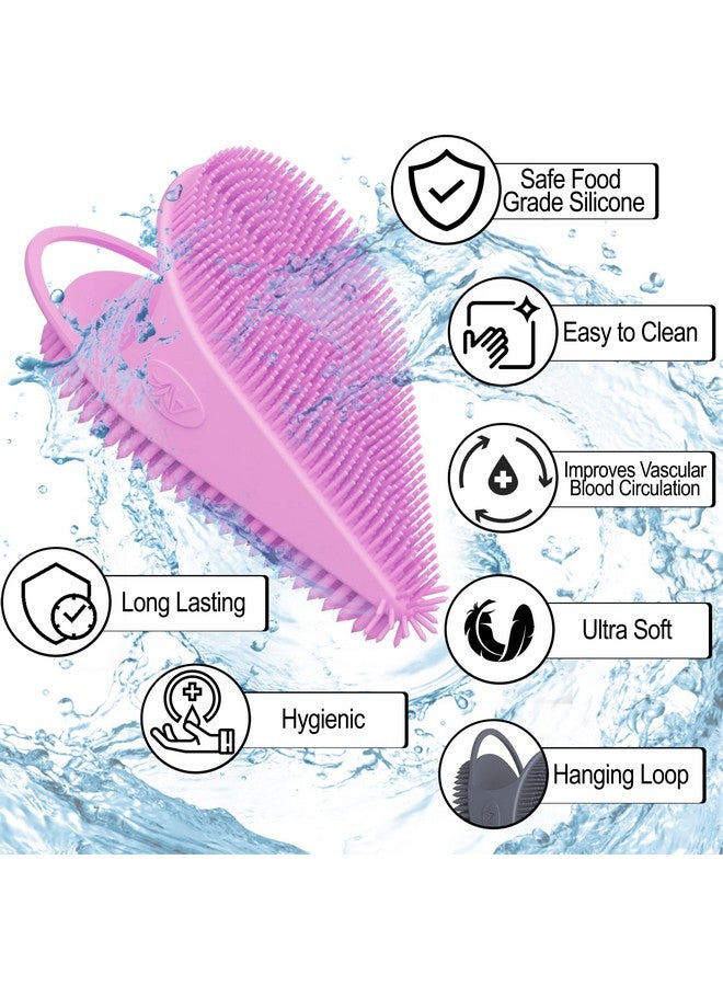 Silicone Face Scrubber Dual Sided Manual Facial Cleansing Brush Exfoliating Pure Silicone Face Wash Brush 2 In 1 Face Scrubber And Exfoliator Deep Cleansing For All Skin Type (Pink)