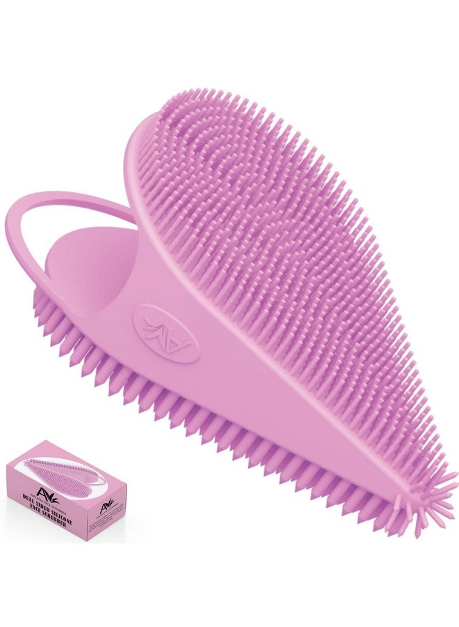 Silicone Face Scrubber Dual Sided Manual Facial Cleansing Brush Exfoliating Pure Silicone Face Wash Brush 2 In 1 Face Scrubber And Exfoliator Deep Cleansing For All Skin Type (Pink)