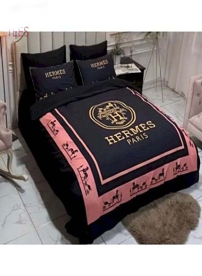 Full Black Mix Pink Luxury Brand Bedding Set