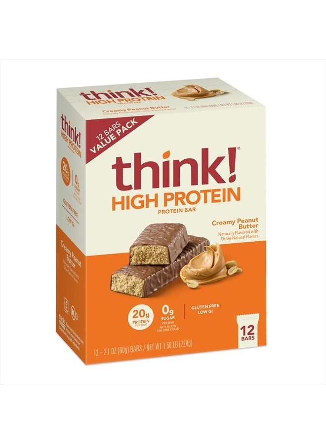 Protein Bars, High Protein Snacks, Gluten Free, Kosher Friendly, Creamy Peanut Butter, Nutrition Bars, 2.1 Oz per Bar, 12 Count (Packaging May Vary)