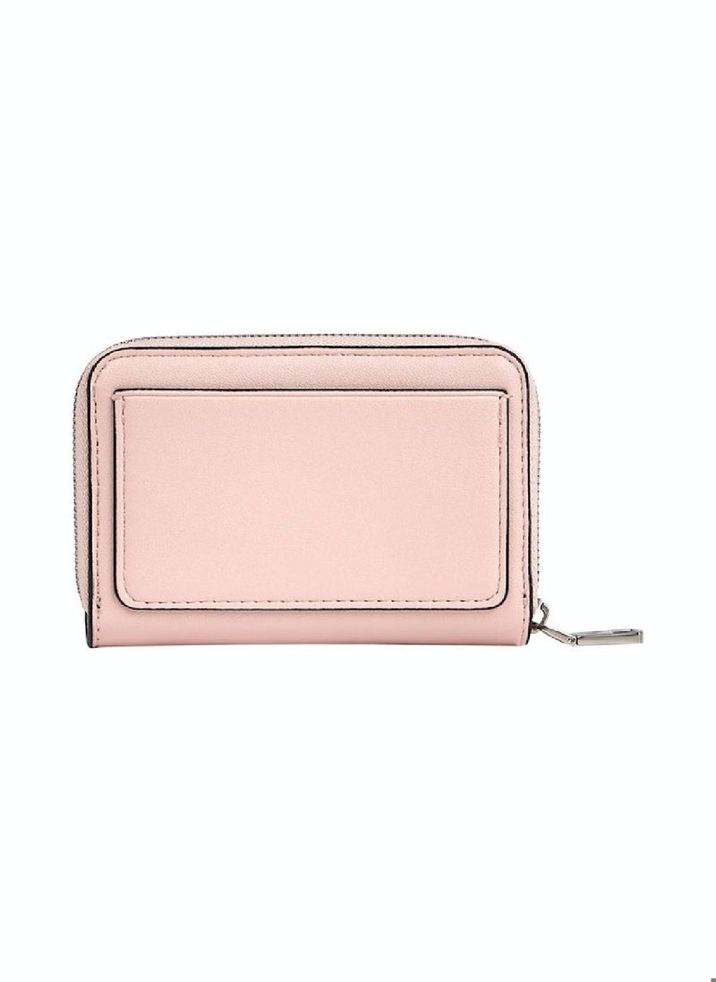 Women's RFID Logo Zip Around Wallet -  premium faux leather, Pink