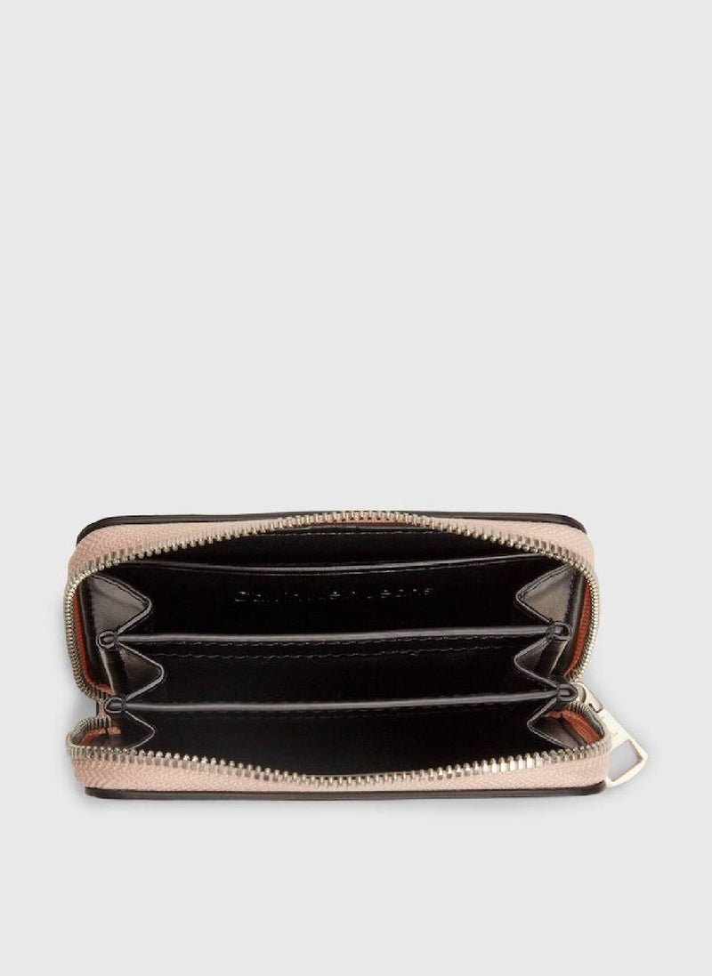 Women's RFID Logo Zip Around Wallet -  premium faux leather, Pink