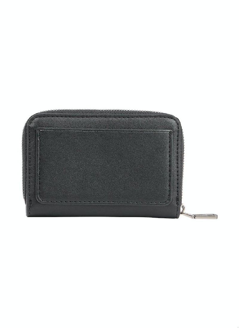Women's RFID Logo Zip Around Wallet -  premium faux leather, Black