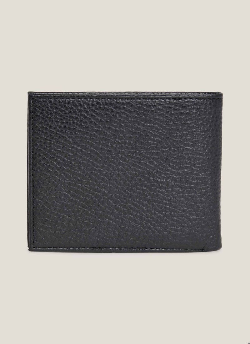 Men's Leather Bifold Small Credit Card Wallet -  Leather, Black