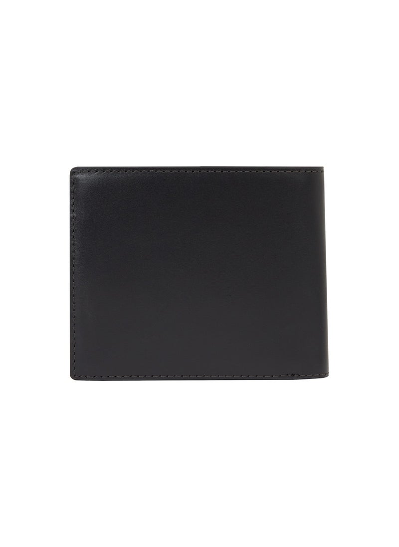 Men's Leather Coin And Credit Card Wallet -  Leather, Black