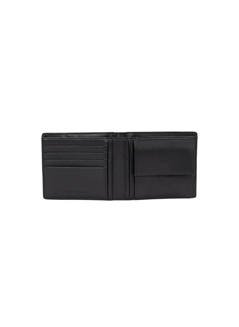 Men's Leather Coin And Credit Card Wallet -  Leather, Black