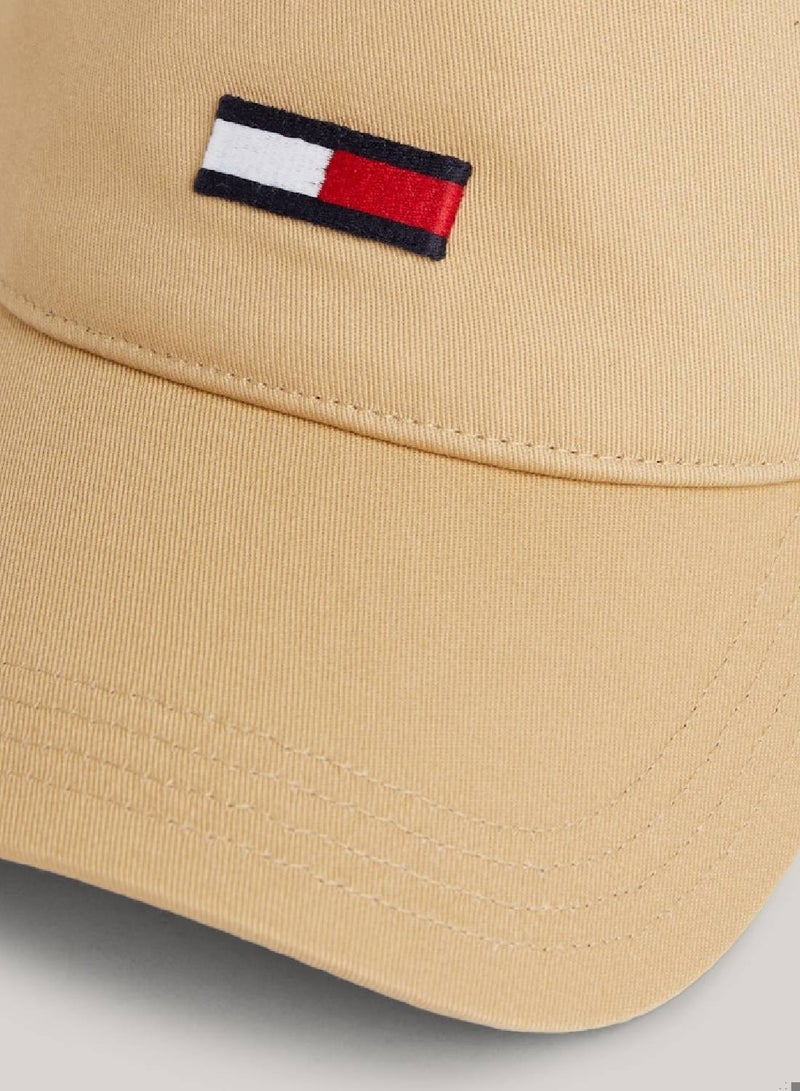 Men's Flag Embroidery Cap -  Pure organic cotton, Beige