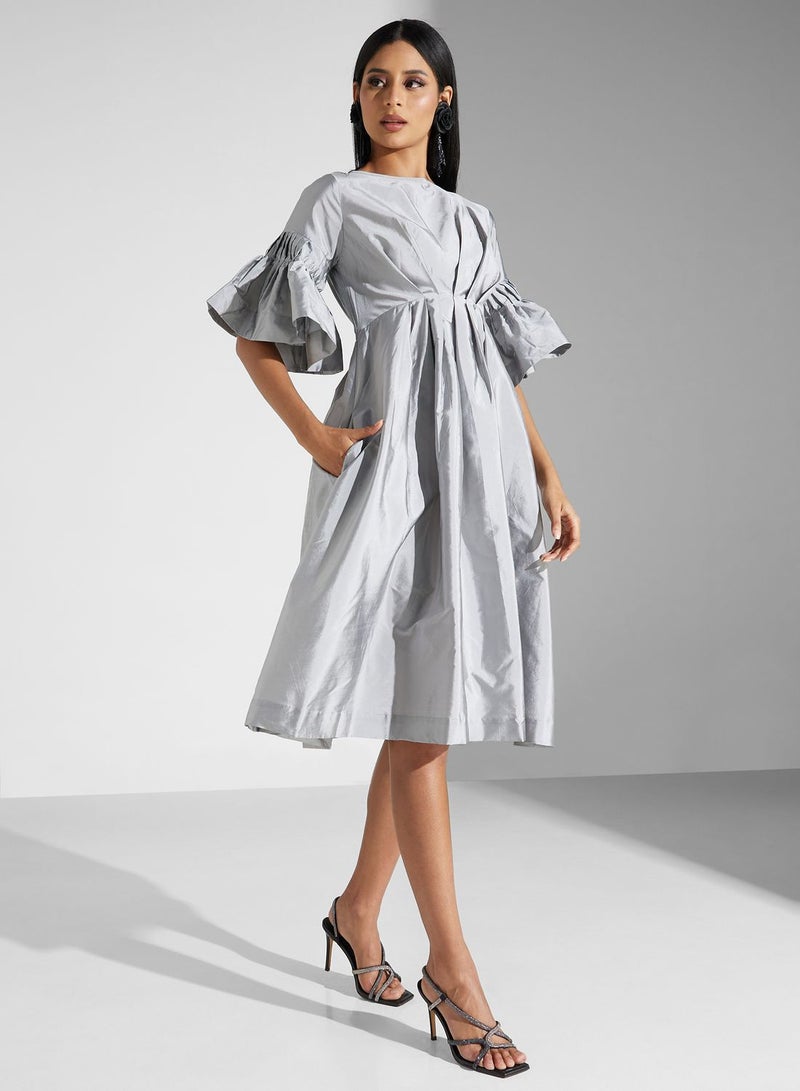 Flared Sleeve Tiered Dress