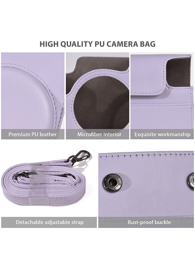 Instant Camera Protective Case PU Leather Camera Storage Bag with Removable Adjustable Shoulder Strap Replacement for Fujifilm instax mini 12