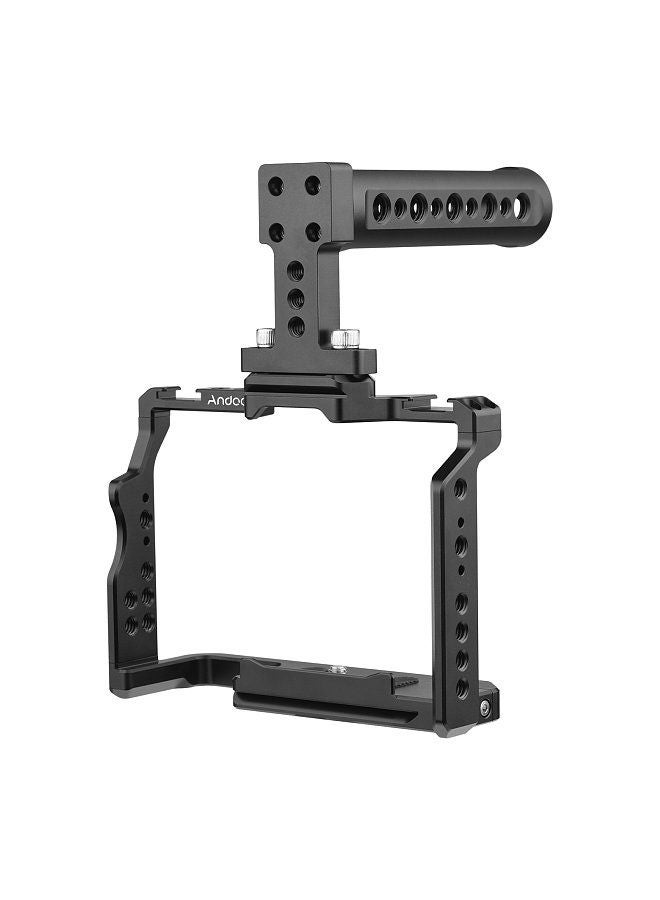 Andoer Camera Video Cage + Top Handle Kit Aluminum Alloy with Dual Cold Shoe Mounts Numerous 1/4 Inch Threads Replacement for Sony A7IV/ A7III/ A7II/ A7R III/ A7R II/ A7S II
