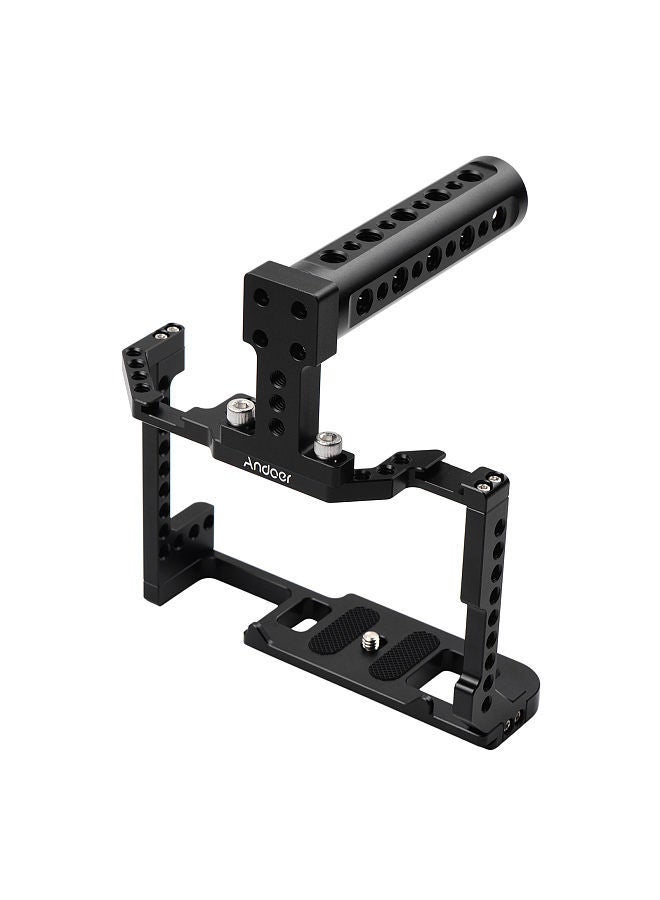 Andoer Camera Cage + Top Handle Kit Aluminum Alloy with Dual Cold Shoe Mount 1/4 Inch Screw Compatible with Canon EOS 90D/80D/70D DSLR Camera