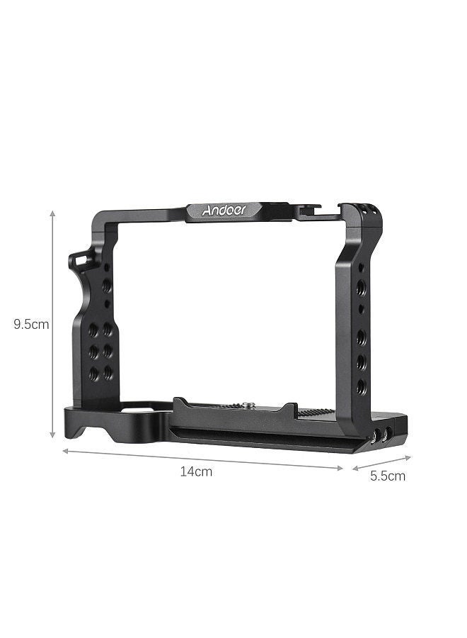 Andoer Camera Cage Aluminum Alloy Camera Video Cage with Cold Shoe Mounts Numerous 1/4 Inch Threads Replacement for Sony A7C Camera