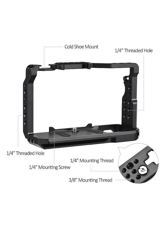 Andoer Camera Cage Aluminum Alloy Camera Video Cage with Cold Shoe Mounts Numerous 1/4 Inch Threads Replacement for Sony A7C Camera