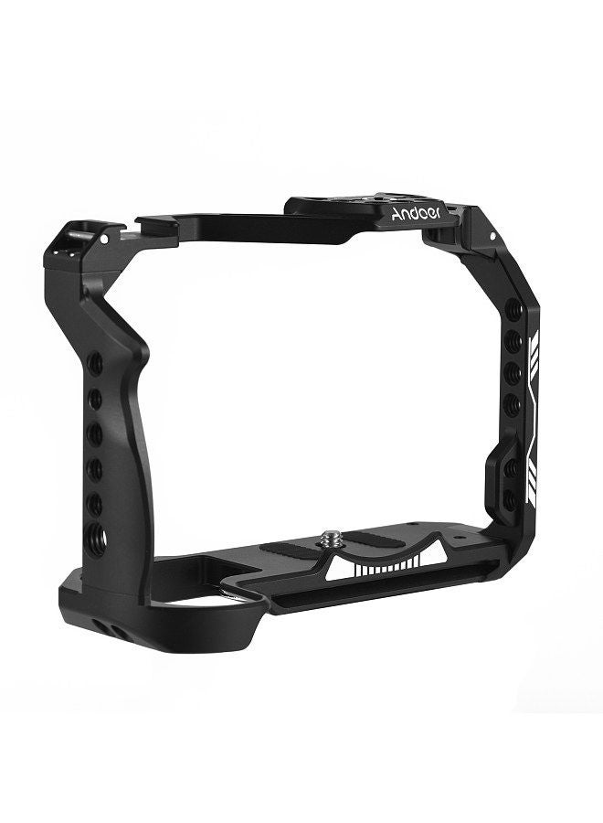 Andoer Camera Cage Aluminum Alloy Video Cage with Cold Shoe Mount Numerous 1/4 Inch Threads Replacement for Canon R7 Camera