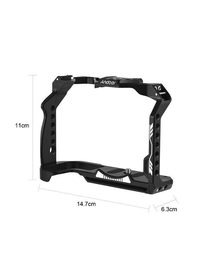 Andoer Camera Cage Aluminum Alloy Video Cage with Cold Shoe Mount Numerous 1/4 Inch Threads Replacement for Canon R7 Camera